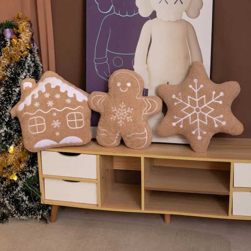New Christmas Gingerbread Man Snowflake Snow House Cushion Decoration Sofa Living Room Bedhead Sleep Companion Gift Delivery H260323