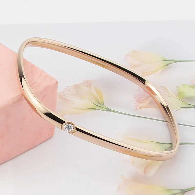 Closed Bangle Wear with a circumference less than 17cm Crystal Titanium Steel Bangle For Women Wedding Jewelry H260323 - view 5
