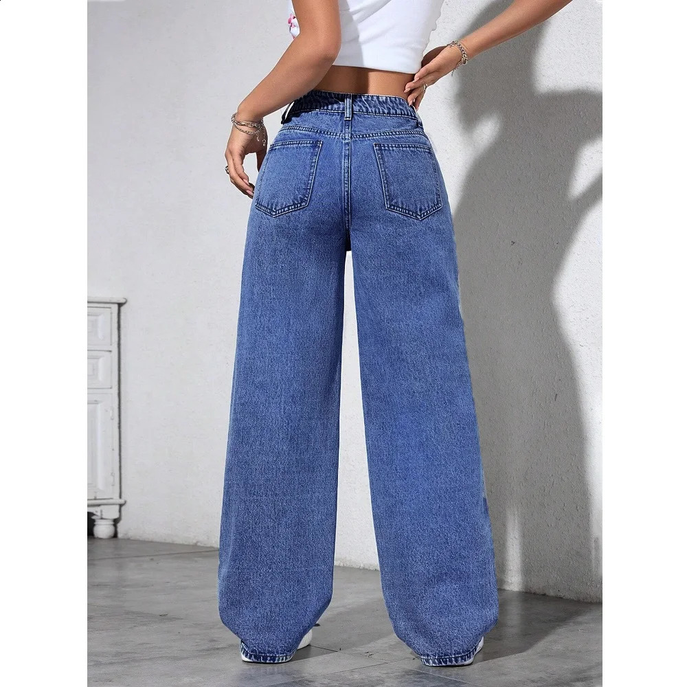 Women High Waist Denim Jeans Ladies Fashion Beading Straight Pants 260625 - view 4