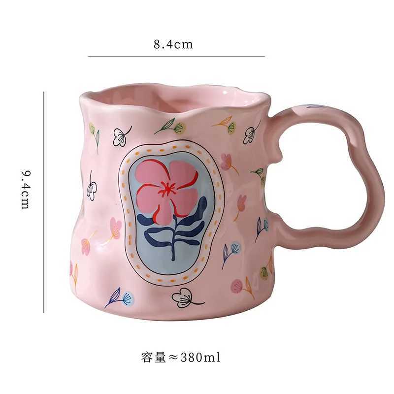 Hand Pinched Original Ceramic Mug High Aesthetic Design for Office Home Breakfast Coffee Tea Cup Gift H260323