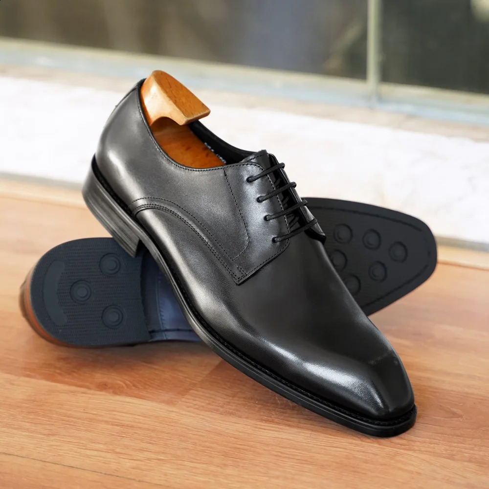 Mens Business Casual Shoes Distressed Wood Grain Square Toe Leather Derby Comfortable Office Wear Formal Dress Shoes Footwear 260316