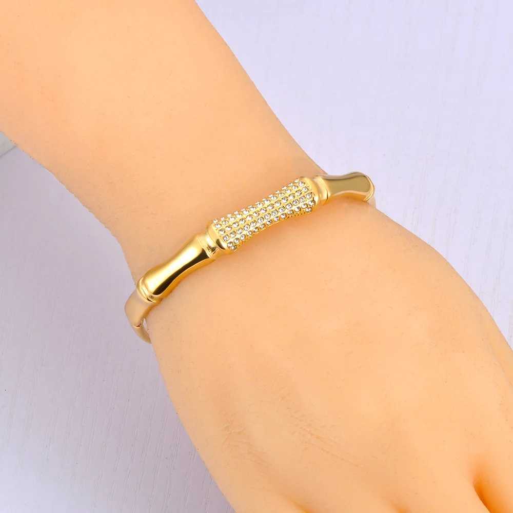 Lokaer Stainless Steel Gold Plated Bamboo Bangles for Women Girl Gift Waterproof Jewelry Luxury Sparkling Zircon B25034 H260323 - view 7