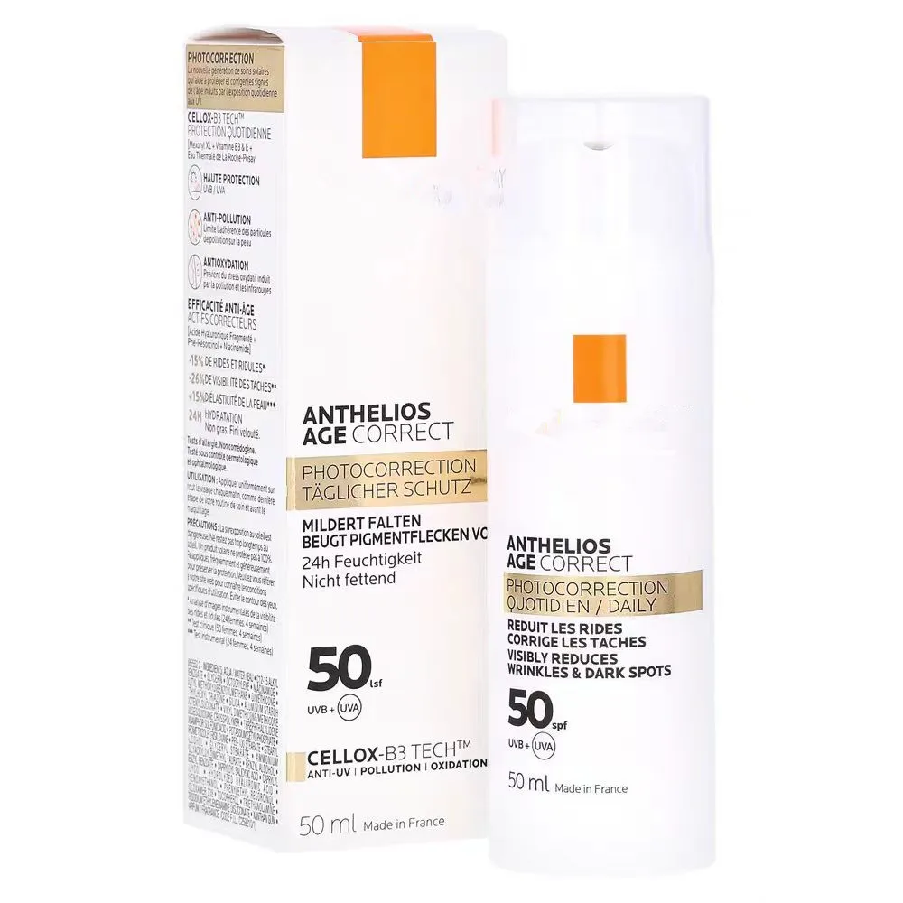 ANTHELIOS AGE CORRECT Face Foundation Primer 50ml Daily Sun Protection Unisex Moisturizing Waterproof Facial Sun Cream