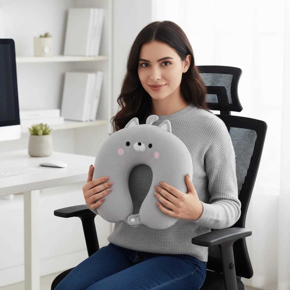 Cartoon Deformable Cat U-shaped Pillow Skin-friendly Foam Particle Travel Pillow 2 in 1 Soft Nap Pillow Home Decoration H260323