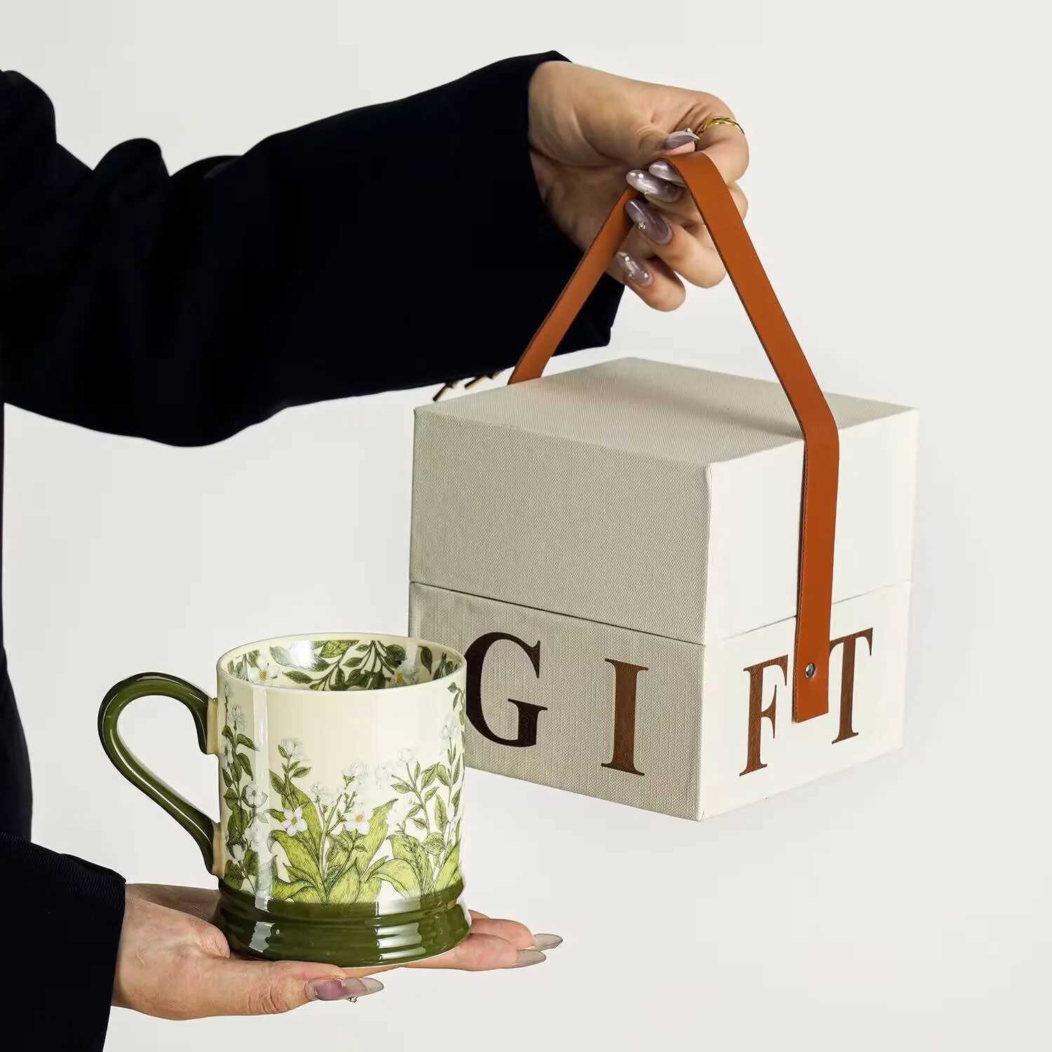 High-value ins style mug design lily of the valley flower blooming cup ceramic water cup home office coffee cup H260323