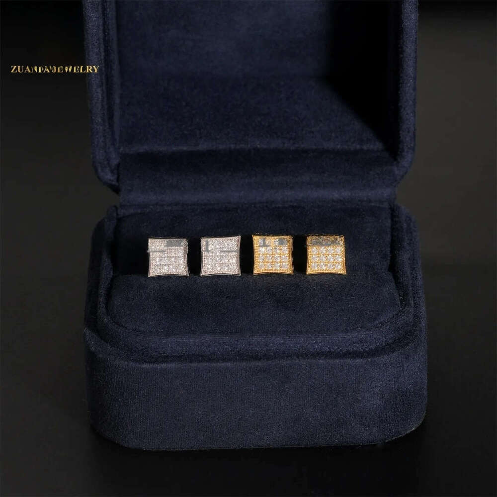 Ready to Ship Wholesale Hip Hop Jewelry Ear Studs VVS Moissanite Diamond 925 Sterling Silver Iced Out Stud Earring Men Women