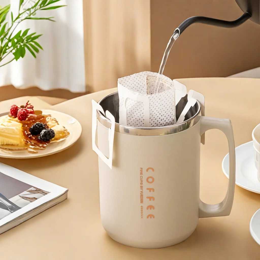 480ML 304 Stainless Steel Coffee Cup Double-Wall Insulated Mug With SpoonStraw Reusable Sealed Drinking Cup For Student Adult D260323