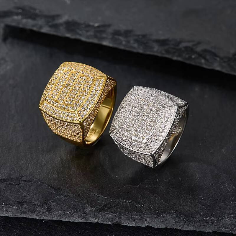 925 Sterling Silver Moissanite Rings for Men Hip-Hop Trendy Factory Luxury Jewelry Hip Hop Fashion Rings
