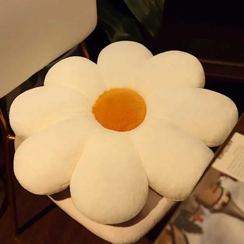 Sofa Bay Window Cushion New Rabbit Fur Daisy Flower Cushion Lumbar Back Car Cushion Lumbar Cushion Back Cute Pillow H260323