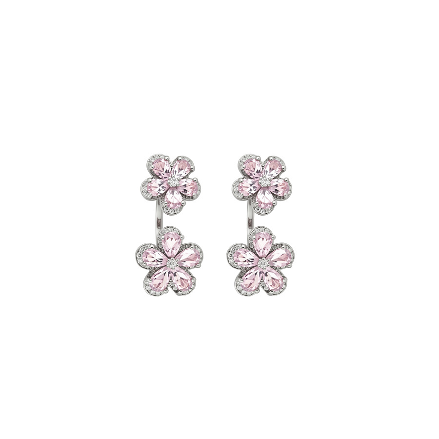 Silver Needle Super Fairy Zircon Flower Sweet Exquisite Elegant Earrings Light Luxury High-End Women's Ear Accessories - view 9