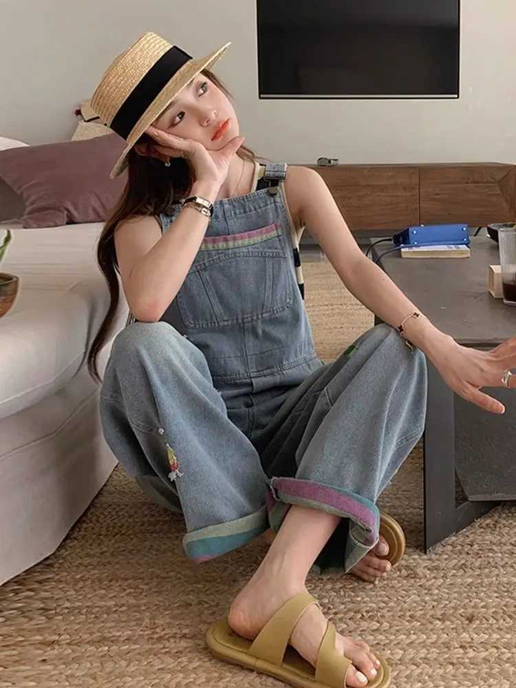 Jumpsuits WomenS Elegant Long Overalls Folding Embroidery Zipped Harajuku Strapping Tightfitting Special Spliced Regular Pile M260323