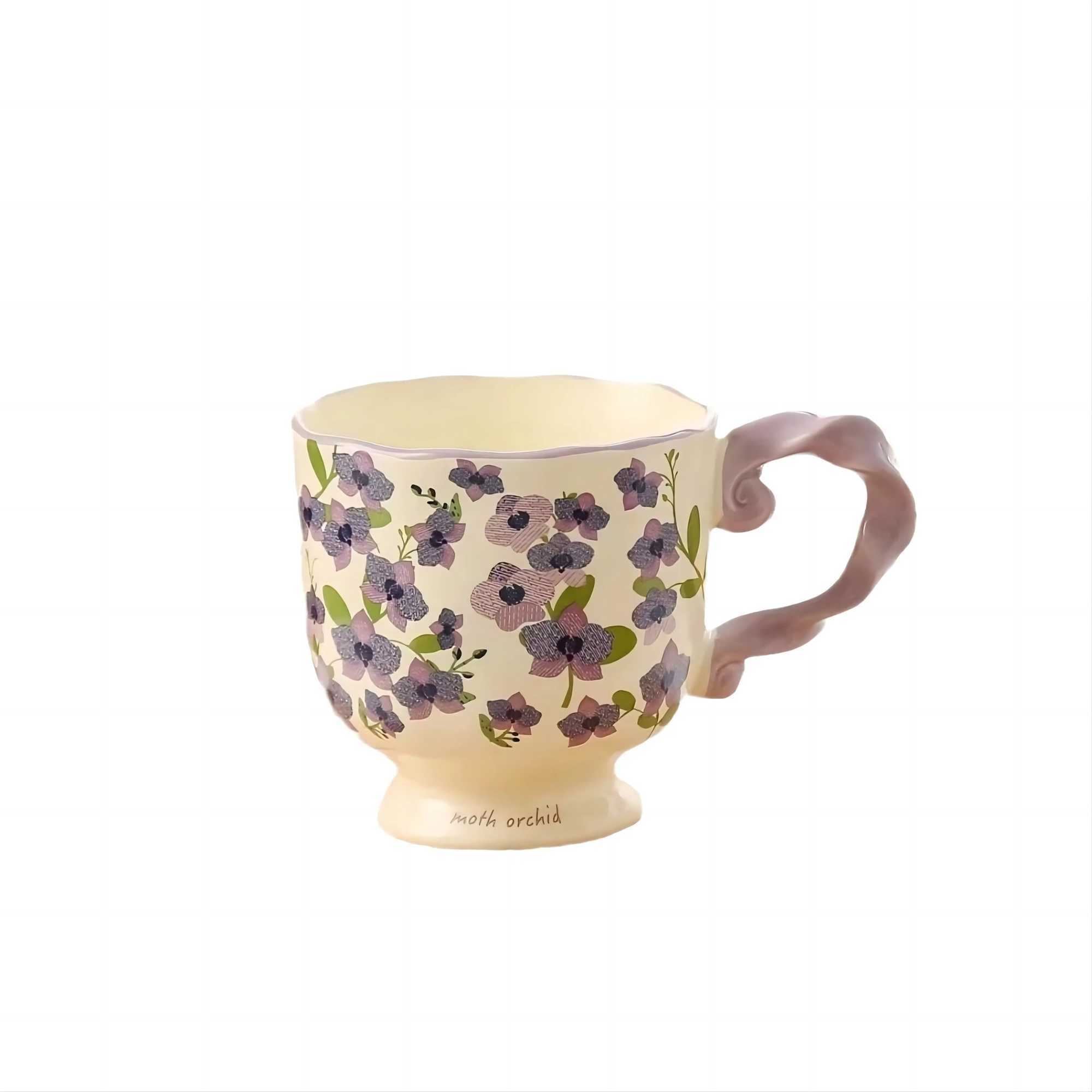 Small fresh retro floral mug H260323