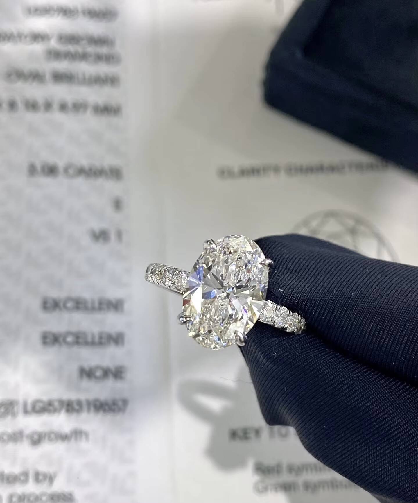 IGI Certified CVD HPHT Lab Grown Created Diamond 3CT D VS1 VS2 PT950 Gold Rings 6g Oval Engagement Ring Jewelry Rings for Women