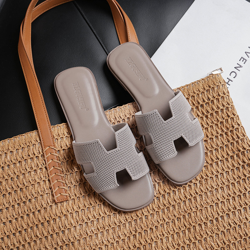 HZGUSIFU free shipping designer slippers for womens flat slippers black brown grey beige rose red orange Fashionable outdoor beach slippers