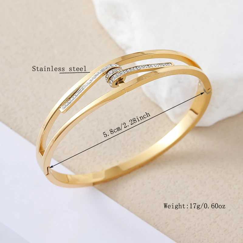 Elegant and luxurious style with irregular geometric patterns stainless steel with versatile rhinestones for women H260323 - view 5