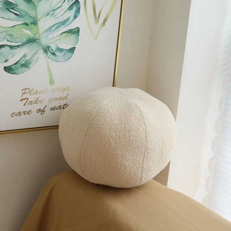 Textile City Nordic Ins 3D Teddy Velvet Geometric Shape Cloud Soft Comfy Circle Ball Pillow Sofa Cushion H260323