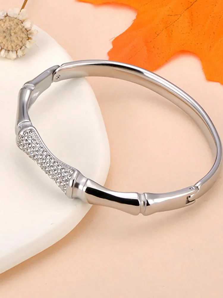 Lokaer Stainless Steel Gold Plated Bamboo Bangles for Women Girl Gift Waterproof Jewelry Luxury Sparkling Zircon B25034 H260323 - view 5
