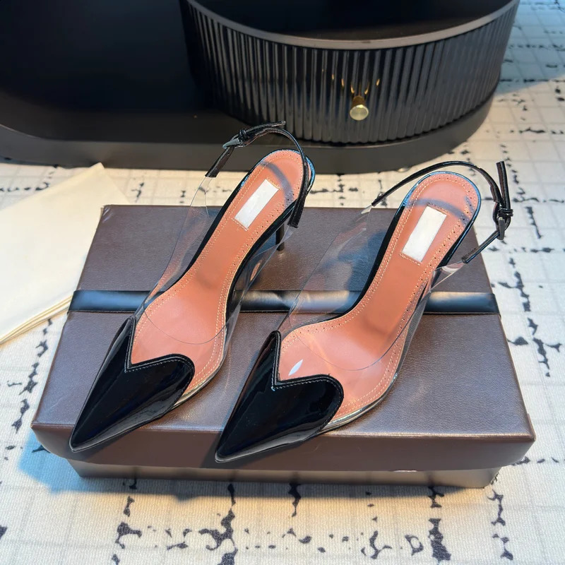 2026 n Heart-shaped Pointed Toe Backless Cool Shoes for Women Fashionable Transparent High-Heeled Bao Head Shoe 260323