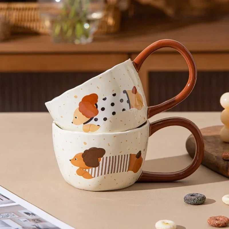 300ML Ceramic Mug Cartoon Cup Cute Puppy Pattern Coffee Cup Juice Breakfast Milk Oats Mug Yogurt Office Student Drinkware Gift H260323