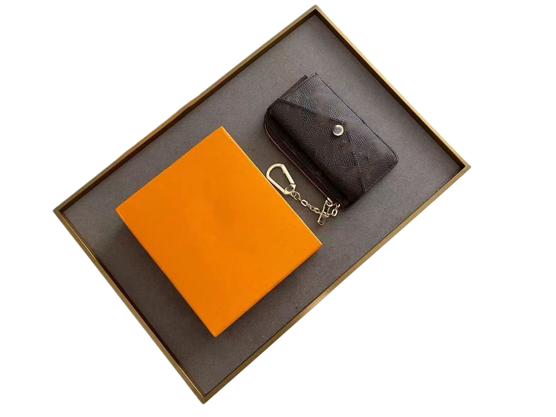 High-quality luxury designer wallet, women's card holder, monogrammed leather flap and button card holder that can hold folded banknotes, original luxury brand product.