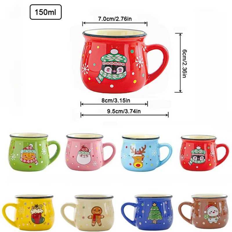 150ML Ceramic Christmas Mugs Cartoon Santa Style Cute Elk Snowman Mousse Cup for Office Home Breakfast Milk Mug Kids Xmas Gifts D260323