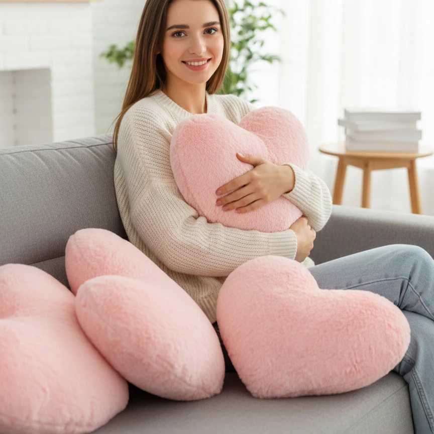 Pink Heart Pillow 30x40cm Decorative Cushion for Living Room Bedroom Sofa Chair Cozy Accent and Reading Nook Comfort H260323