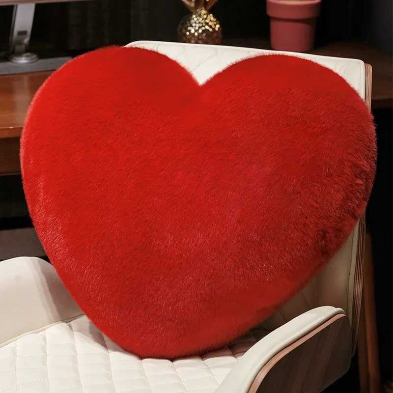 Nordic Style Furry Solid Color Heart-shaped Cushion Pink White Black Sofa Bed Back Cushion Soft Throw Pillow Bedside Cushion H260323