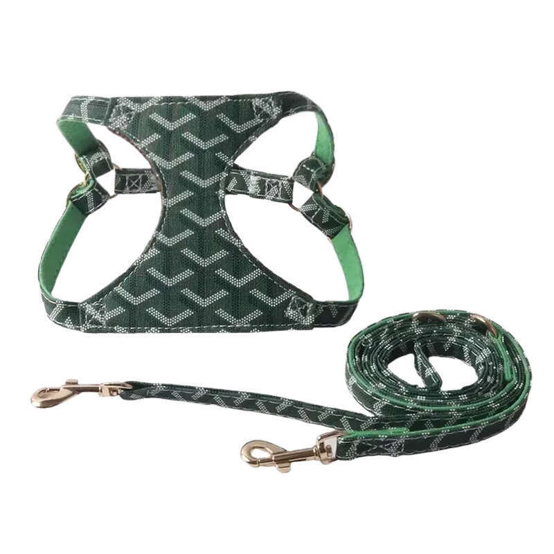 Dog Cat Harness Aminger Leash Vest Style Small Harness Breathable Mesh Dog Teeth PU Suede Set Pet Supplies Dog Cat Collar