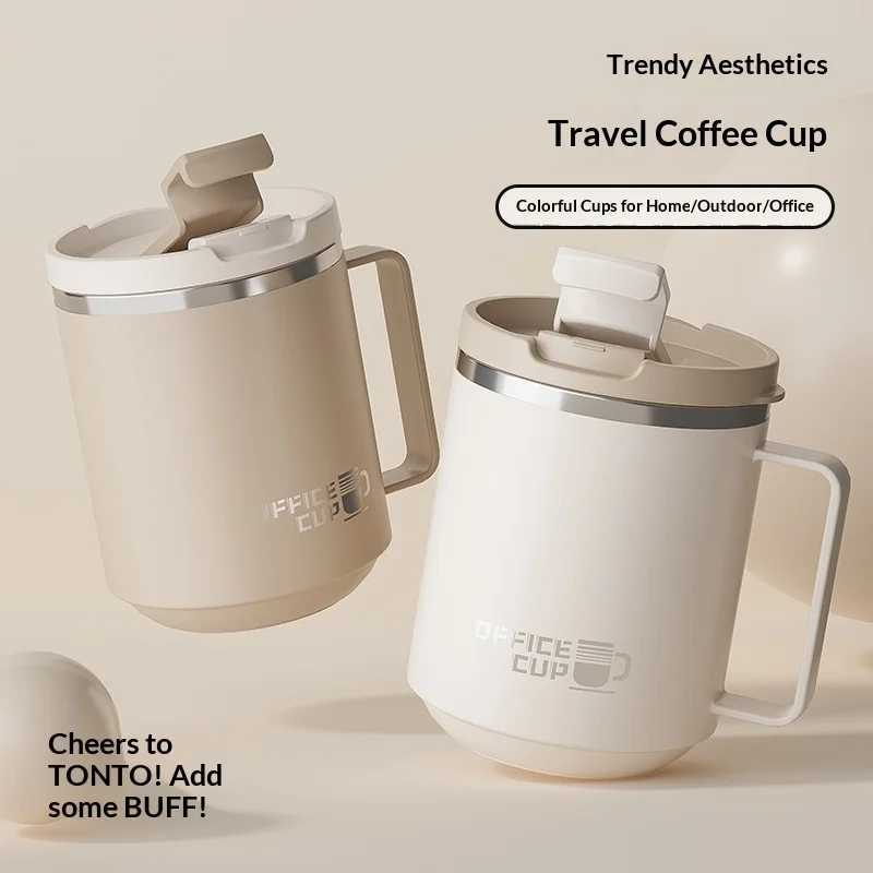 304 Stainless Steel Coffee Cup Ins Style High Appearance Level Office Water Cup Household Mug with Tea Strainer Simple Cup D260323