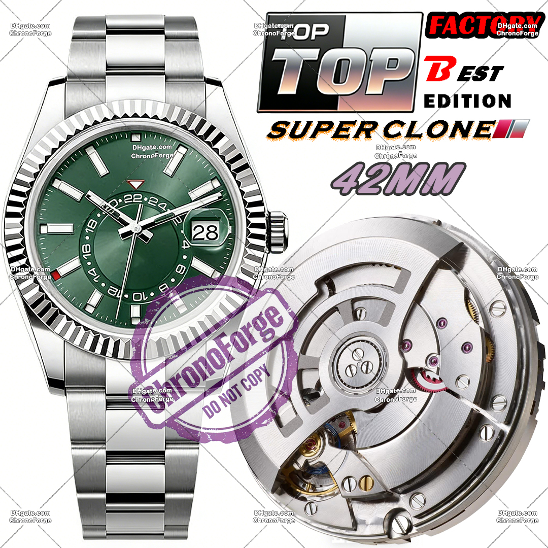 Super Clone Luxury Designer Watches Mens Watches Mirror Quality Dual Time Zone Full Function SKY-Dweller Sapphire Glass Waterproof 72H Power Reserve Luxury Watch