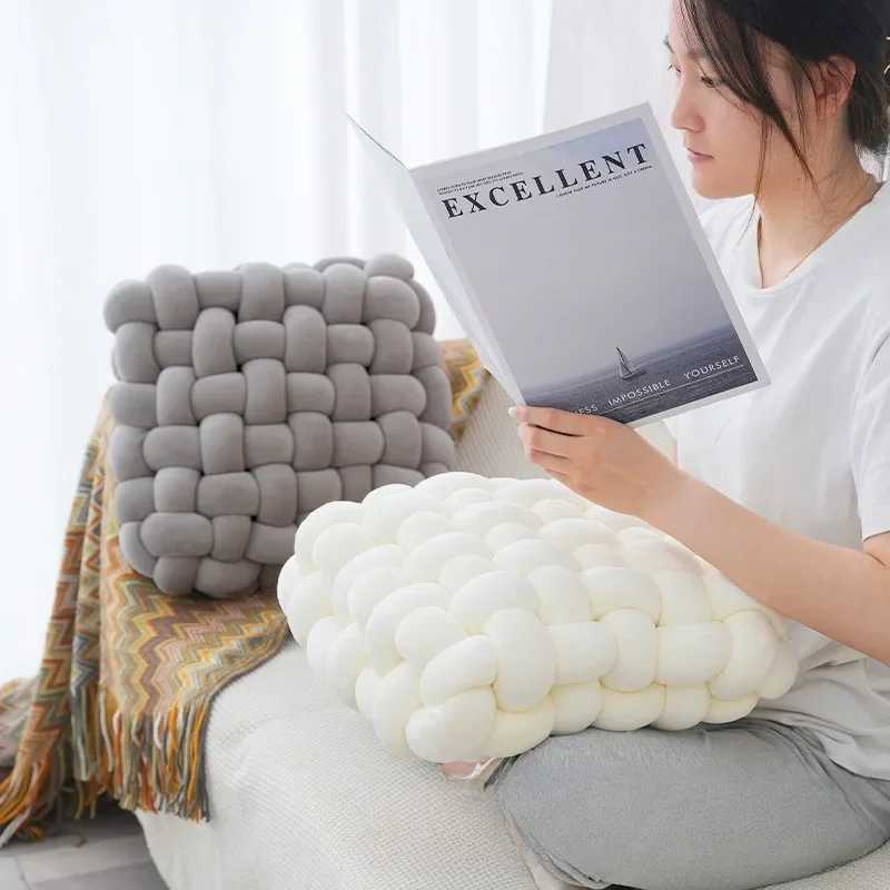 Floor Futon Seat Cushion Detachable Butt Cushion Twist Woven Cushion Tatami Mat Lazy Sofa Yellow Throw Pillow Back Cushion H260323