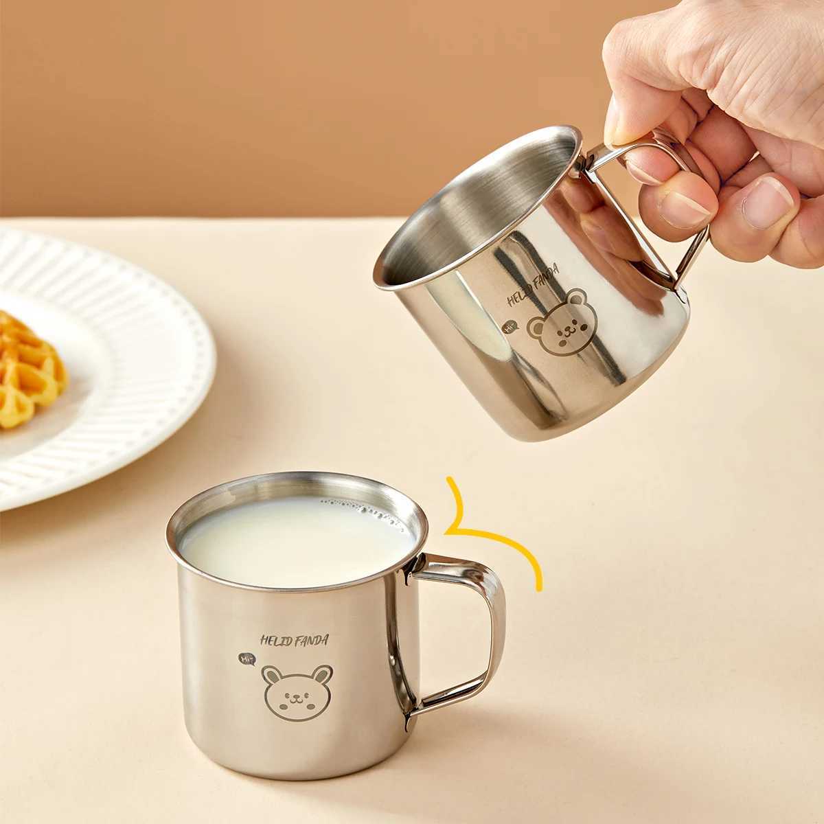 Mini 304 Stainless Steel Water Cup For Kids Durable Anti Scald Children Drinking Cup With Handle Milk Coffee Mug Drinkware N D260323