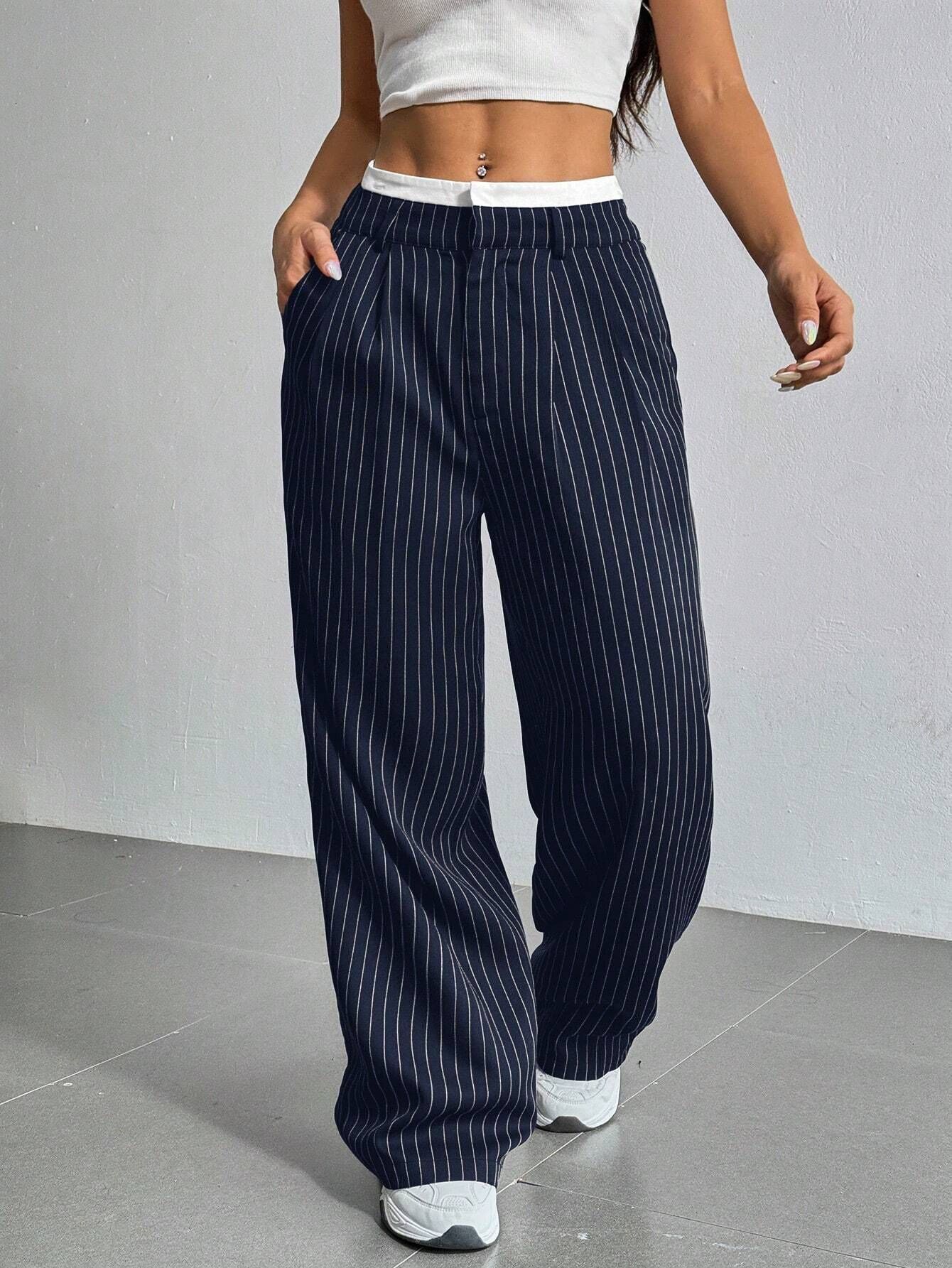 Spring/summer New Design Casual High-waisted Patchwork Trousers Simple Loose Designer Pants Straight-leg Pants With Draped Effect