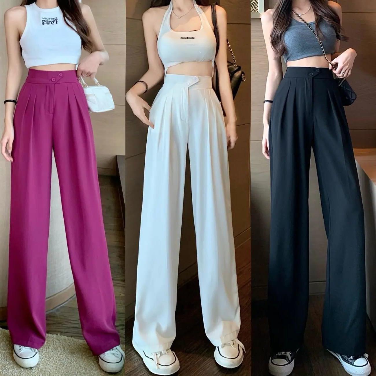 Wide-leg Pants For Women Designer Pants Summer Thin High-waist Draped Floor-length Slimming Straight-leg Pants Casual Petite Suit Pants Versatile