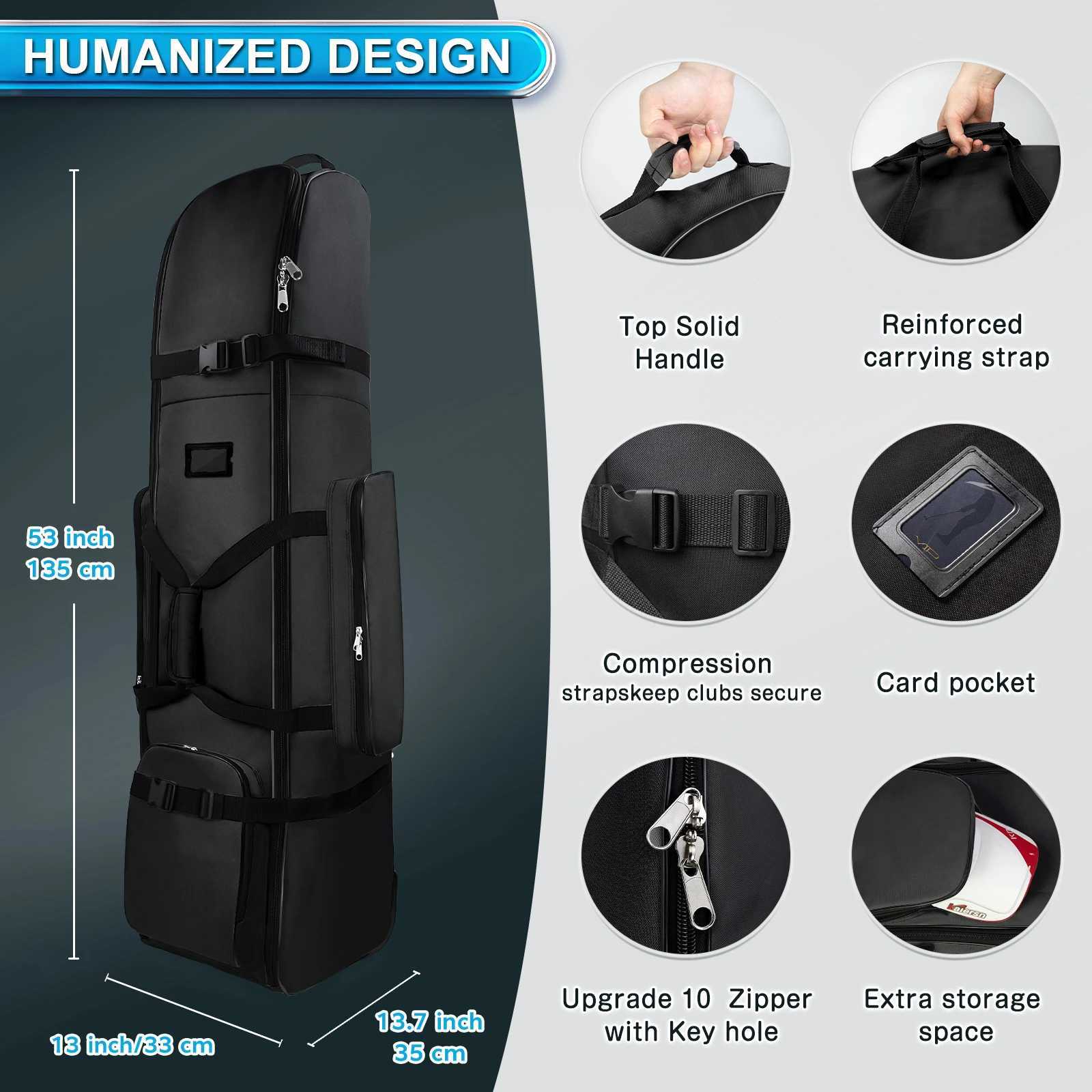 Golf Travel Bag Heavy Duty 900D Polyester Oxford Wear-Resistant Excellent Zipper With Wheel Soft Sided Foldable Golf Travel Case D260323