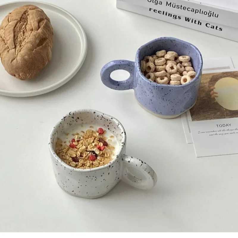 250ml Ceramic Mug Ring Handl Coffee Milk Modern Print Porcelain Mug Handmade Ceramic Hot Chocolate Cup Couple Handgrip Cups H260323