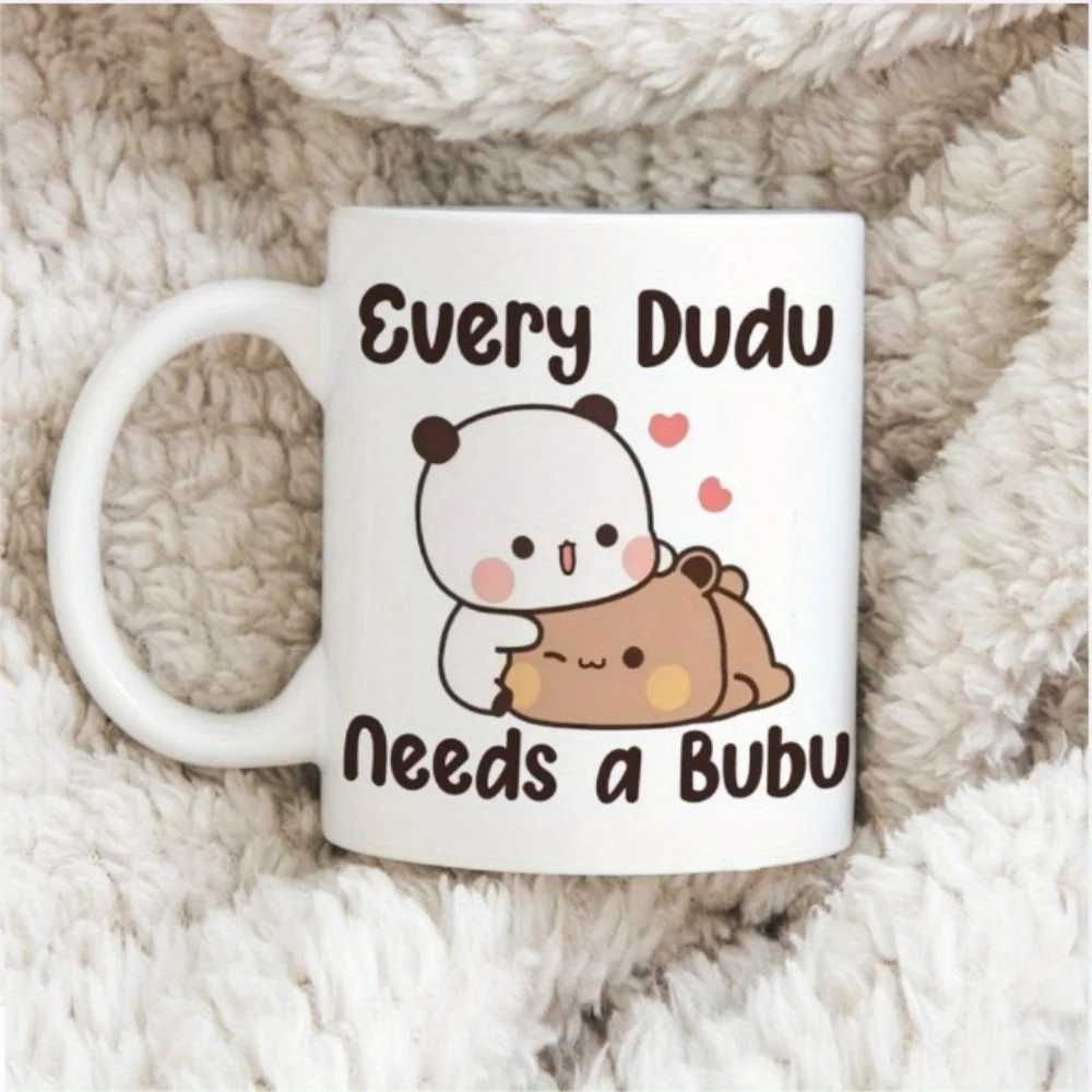1 Cute Ceramic Coffee Mug - Adorable Panda Bear Every Dudu Needs a Bubu Design Insulated Reusable Cup D260323