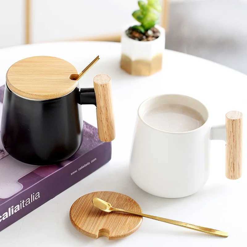 Ceramic Coffee Mug Tea Cup for Office and Home 301-400ml Cup with Lid and Coffee Spoon Birthday Gifts for Women and Men D260323