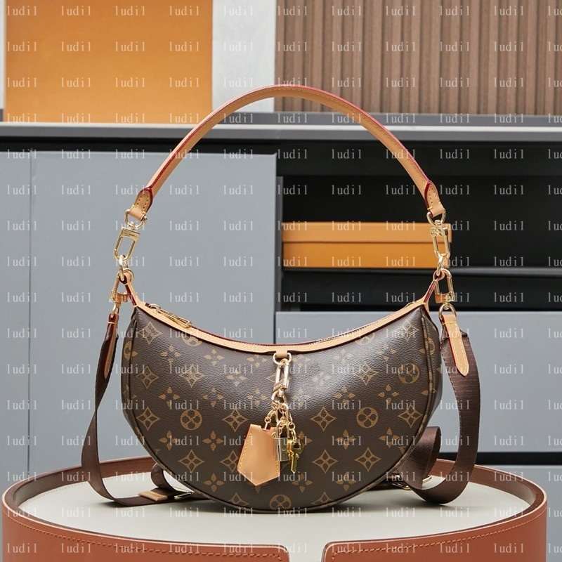 10a Top quality designer loop bag hobo half moon bags shoulder Ostrich skin genuine leather luxury women crossbody messenger wallet handbag with strap must have tote