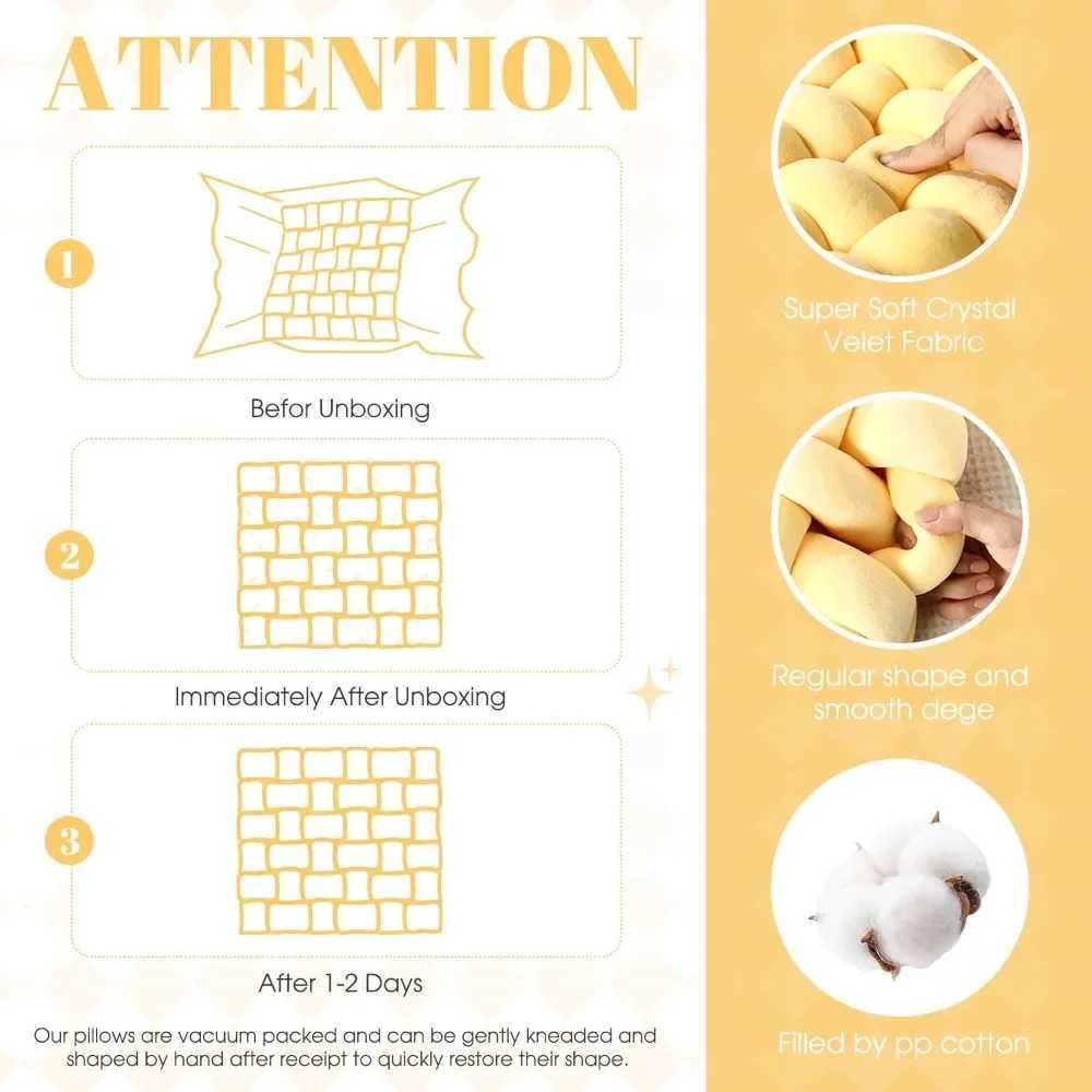 Knot Hand-made Cushion 2025 Square Nordic Aesthetic Stuffed Plush Pillow Durable Fabric for Office Chair Living Room H260323