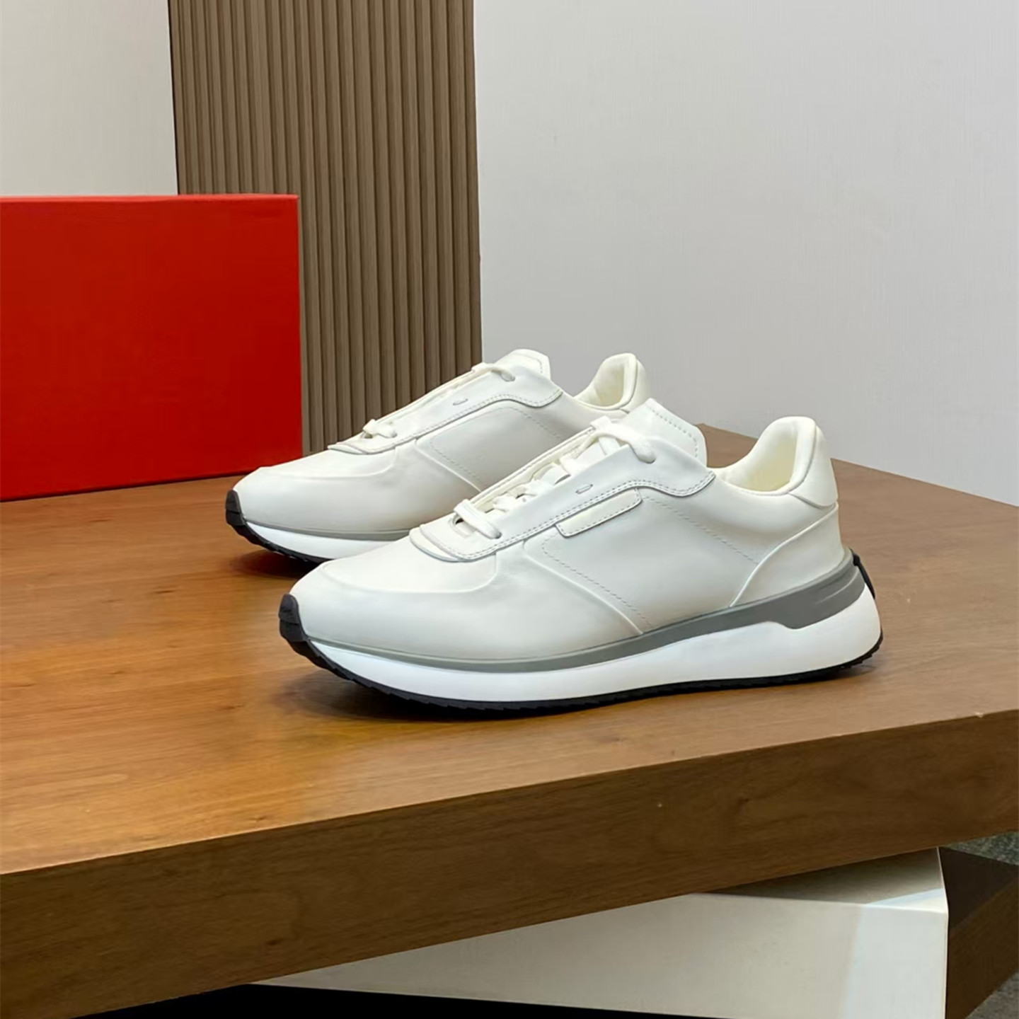 Fashion Thick Soles Casual Men Shoes Genuine Leather Versatile Business Sneakers Stylish Sports Running Shoes Waterproof HighPerformance Shoes