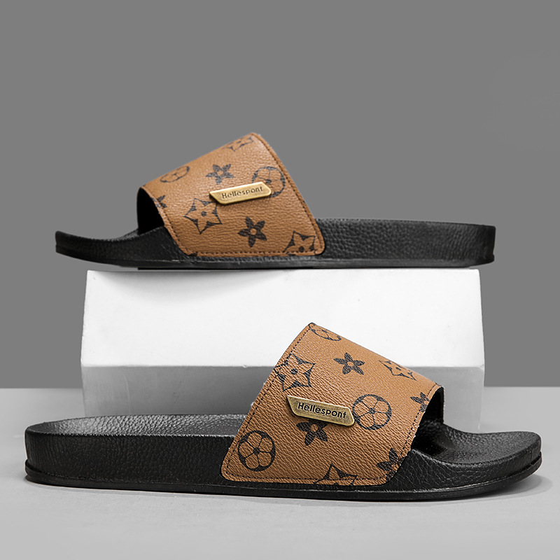 A single-heel men's style flip-flop over-the-shoe lightweight luxury beach sandals