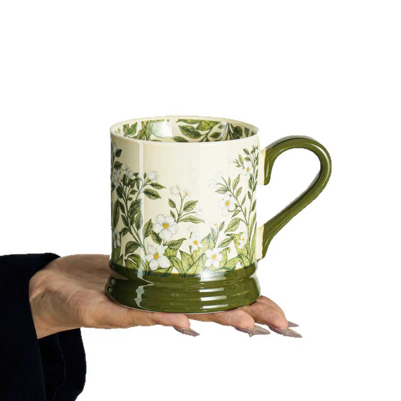 High-value ins style mug design lily of the valley flower blooming cup ceramic water cup home office coffee cup H260323