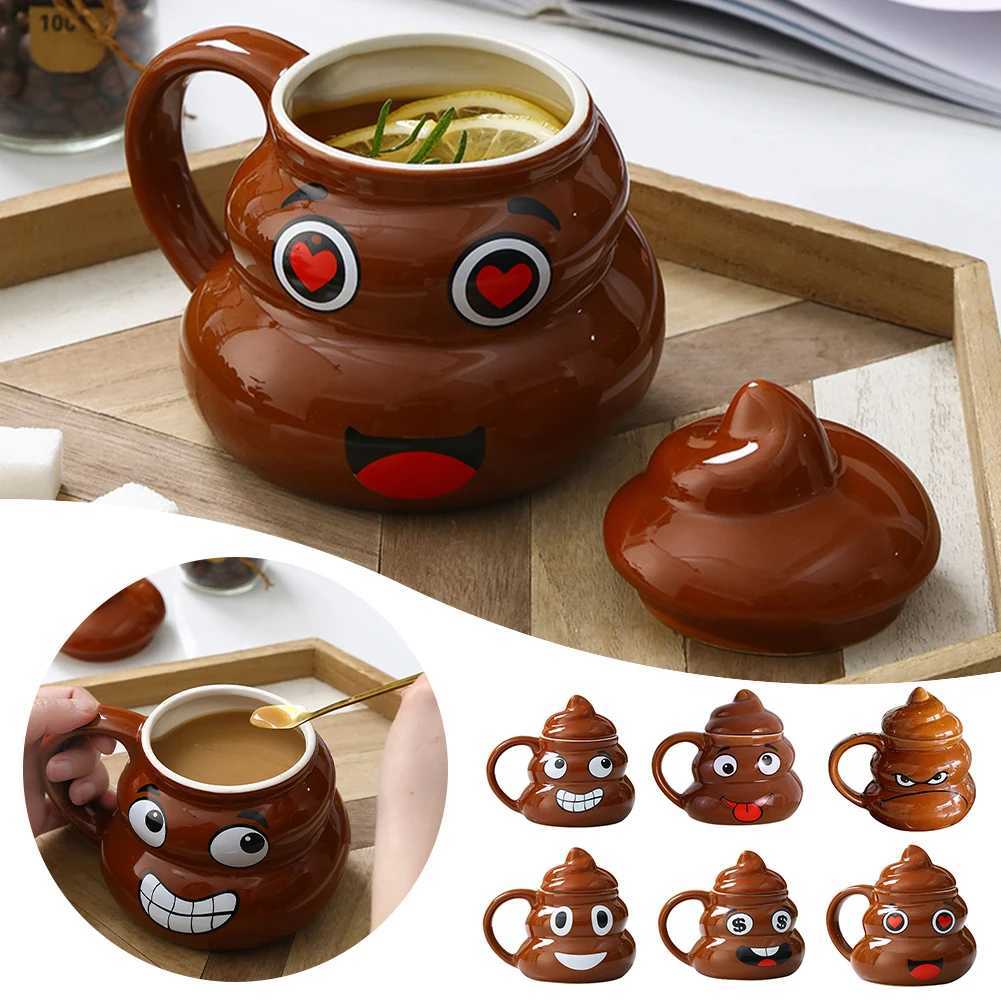 Poop Ceramic Cup480ml Creative Coffee Cups with Spoon for Home OfficesNaughty Prank Drinkware Mug for Birthday Christmas Gift D260323