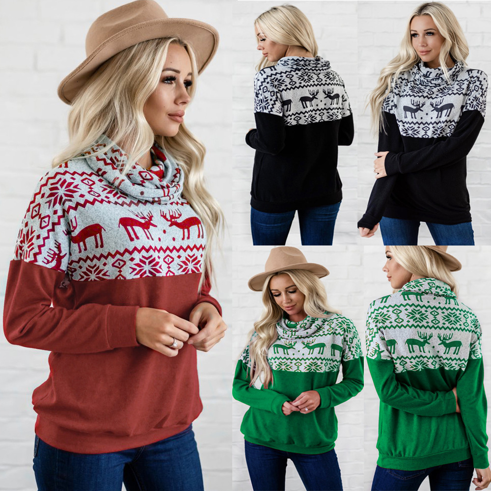 Women's Winter Long-sleeve Pullover Sweatshirt Designer Hoodie New Pullover Polo Christmas Print Casual Designer T-shirt Fleece Top