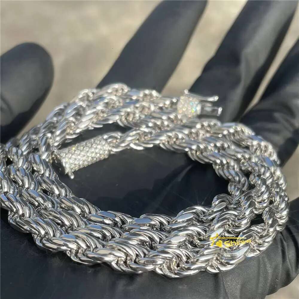 Ready to Ship Hip Hop Jewelry 60mm 18K Gold Plated VVS Moissanite Diamond Necklace 925 Sterling Silver Rope Chain