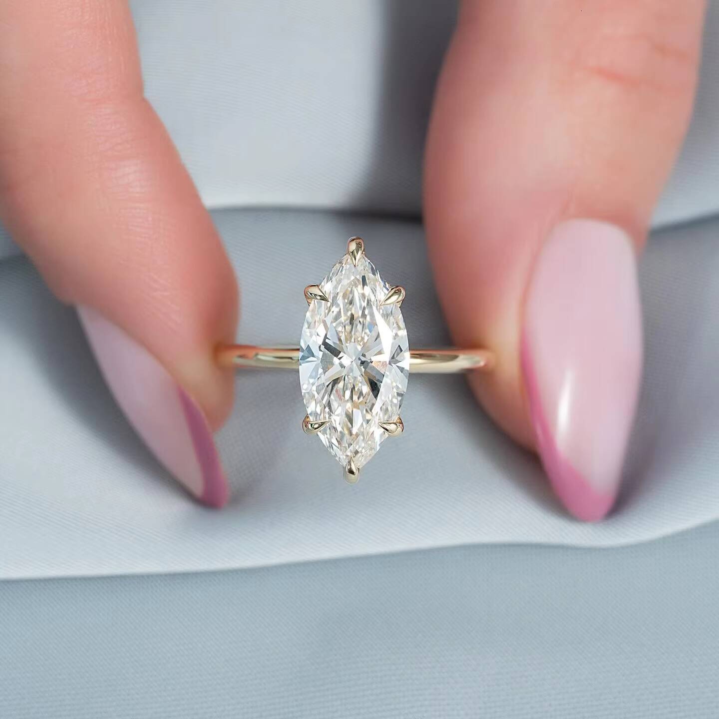 Gia Igi Certified Cvd HPHT Vvs Lab Grown Created Diamond 14k 18k Solid Gold Rings Engagement Ring Jewelry for Women Pear Cut