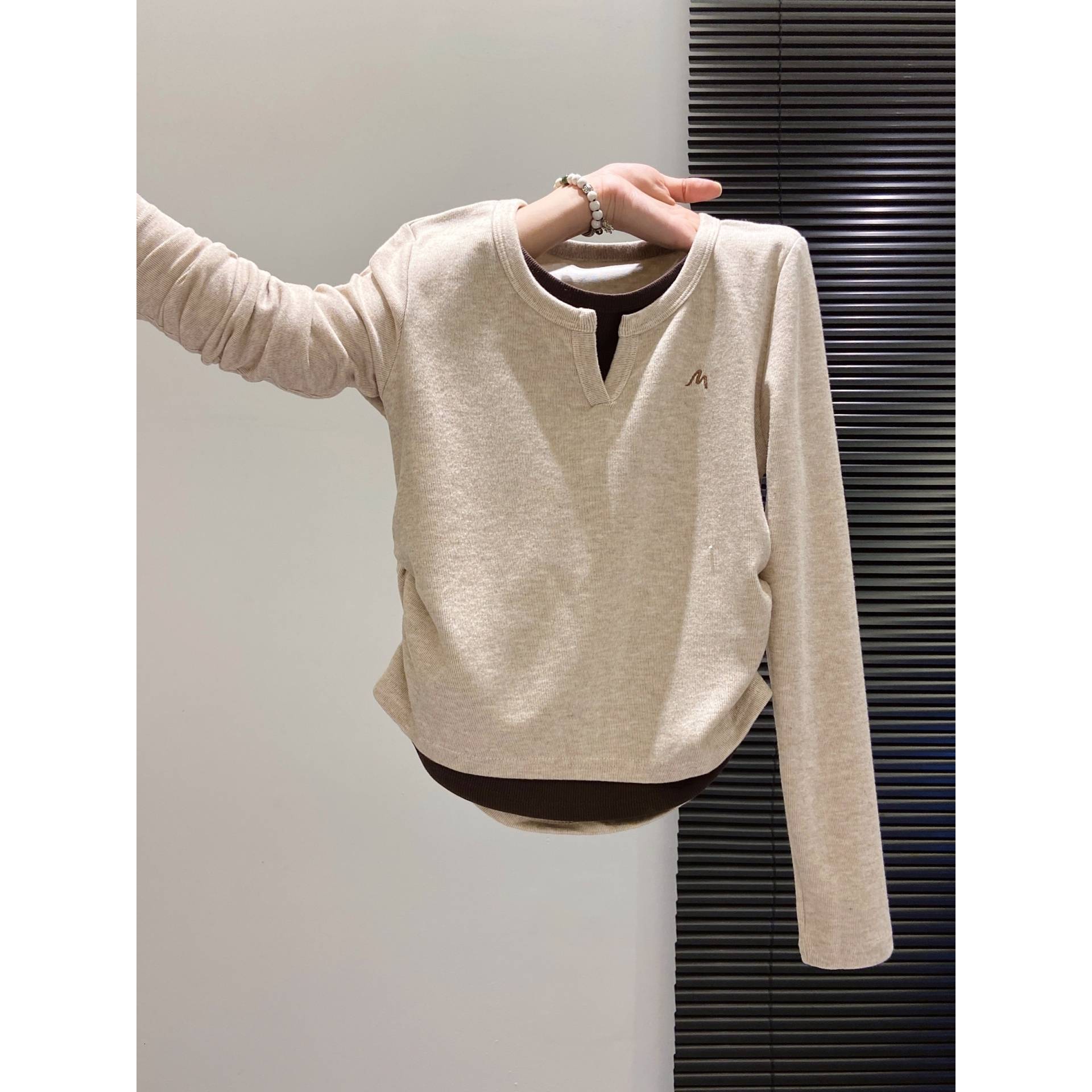 Fake Designer T-shirt Two-piece Long-sleeve T-shirt For Women 2026 Spring And Autumn New Style High-end Slim-fit Top That Can Be Worn Designer Hoodie As A Polo Base
