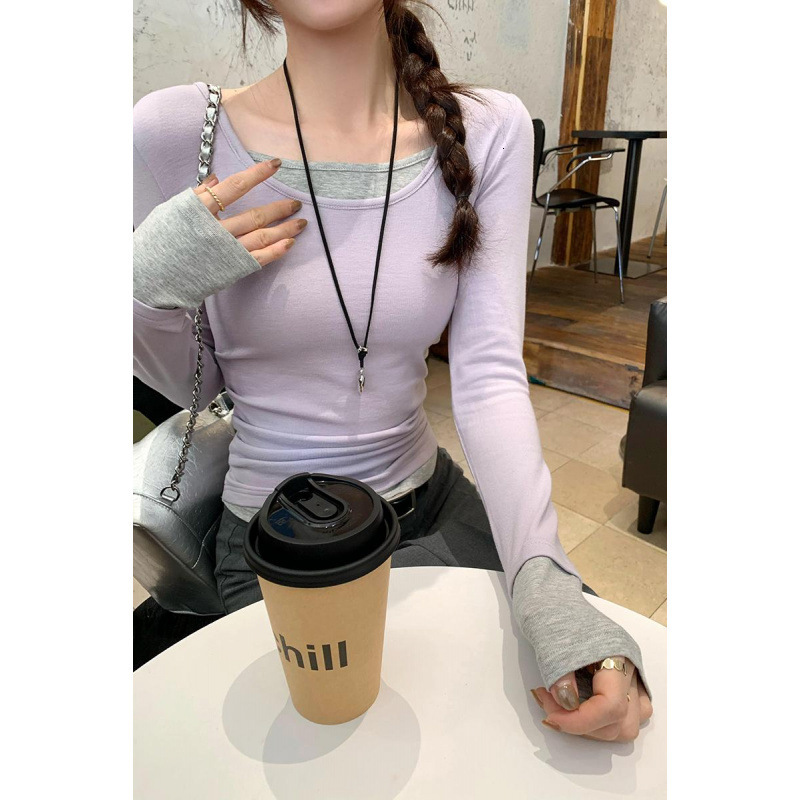 2026 Designer T-shirt Early Spring Women's High-end Stylish T-shirt With A Faux Two-piece Design Slim Polo Fit Suitable For Designer Hoodie Wearing As A Base Layer