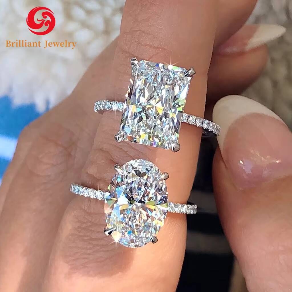 Wholesale 10K 14K 18K VVS VS1 Diamond Rings Engagement Women Lab Grown IGI Certified Diamond Radiant Oval Cut Gold Ring Jewelry